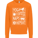 Yoga Coffee Naps Repeat Funny Mens Sweatshirt Jumper Orange