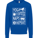 Yoga Coffee Naps Repeat Funny Mens Sweatshirt Jumper Royal Blue