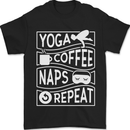Yoga Coffee Naps Repeat Funny Mens T-Shirt 100% Cotton Black