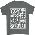 Yoga Coffee Naps Repeat Funny Mens T-Shirt 100% Cotton Charcoal