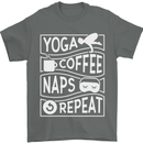 Yoga Coffee Naps Repeat Funny Mens T-Shirt 100% Cotton Charcoal
