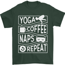 Yoga Coffee Naps Repeat Funny Mens T-Shirt 100% Cotton Forest Green