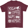 Yoga Coffee Naps Repeat Funny Mens T-Shirt 100% Cotton Maroon