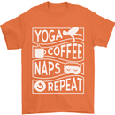 Yoga Coffee Naps Repeat Funny Mens T-Shirt 100% Cotton Orange