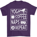 Yoga Coffee Naps Repeat Funny Mens T-Shirt 100% Cotton Purple
