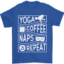 Yoga Coffee Naps Repeat Funny Mens T-Shirt 100% Cotton Royal Blue
