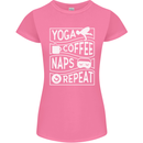 Yoga Coffee Naps Repeat Funny Womens Petite Cut T-Shirt Azalea