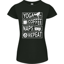 Yoga Coffee Naps Repeat Funny Womens Petite Cut T-Shirt Black