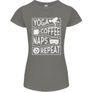 Yoga Coffee Naps Repeat Funny Womens Petite Cut T-Shirt Charcoal