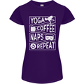 Yoga Coffee Naps Repeat Funny Womens Petite Cut T-Shirt Purple