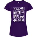 Yoga Coffee Naps Repeat Funny Womens Petite Cut T-Shirt Purple