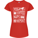 Yoga Coffee Naps Repeat Funny Womens Petite Cut T-Shirt Red