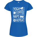 Yoga Coffee Naps Repeat Funny Womens Petite Cut T-Shirt Royal Blue