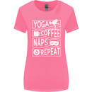 Yoga Coffee Naps Repeat Funny Womens Wider Cut T-Shirt Azalea