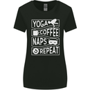 Yoga Coffee Naps Repeat Funny Womens Wider Cut T-Shirt Black