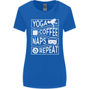 Yoga Coffee Naps Repeat Funny Womens Wider Cut T-Shirt Royal Blue