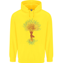 Yoga Tree Man Meditation Childrens Kids Hoodie Yellow