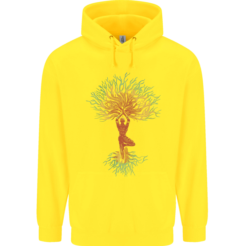 Yoga Tree Man Meditation Childrens Kids Hoodie Yellow