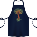 Yoga Tree Man Meditation Cotton Apron 100% Organic Navy Blue