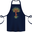 Yoga Tree Man Meditation Cotton Apron 100% Organic Navy Blue