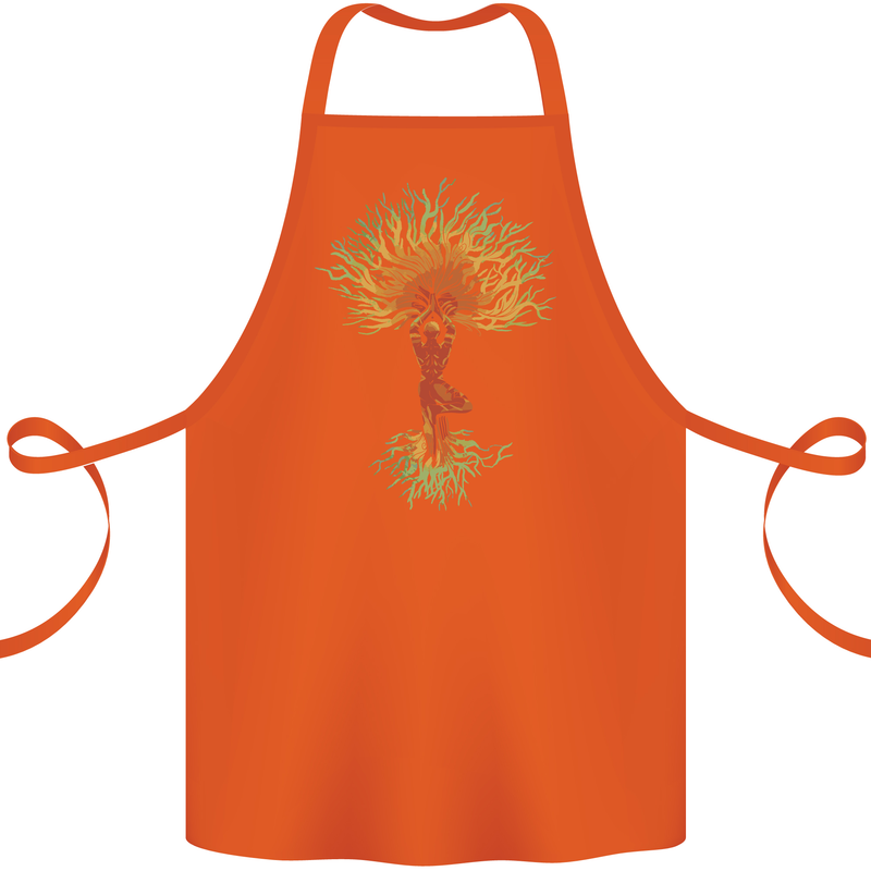 Yoga Tree Man Meditation Cotton Apron 100% Organic Orange