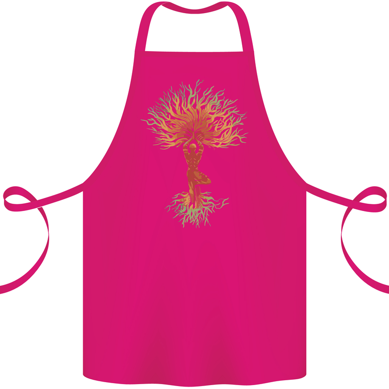 Yoga Tree Man Meditation Cotton Apron 100% Organic Pink