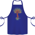 Yoga Tree Man Meditation Cotton Apron 100% Organic Royal Blue