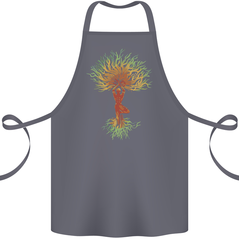 Yoga Tree Man Meditation Cotton Apron 100% Organic Steel