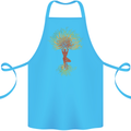 Yoga Tree Man Meditation Cotton Apron 100% Organic Turquoise