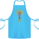 Yoga Tree Man Meditation Cotton Apron 100% Organic Turquoise