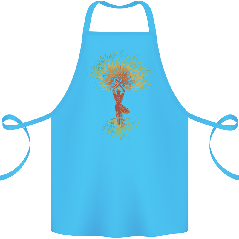 Yoga Tree Man Meditation Cotton Apron 100% Organic Turquoise