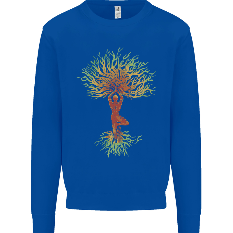 Yoga Tree Man Meditation Kids Sweatshirt Jumper Royal Blue