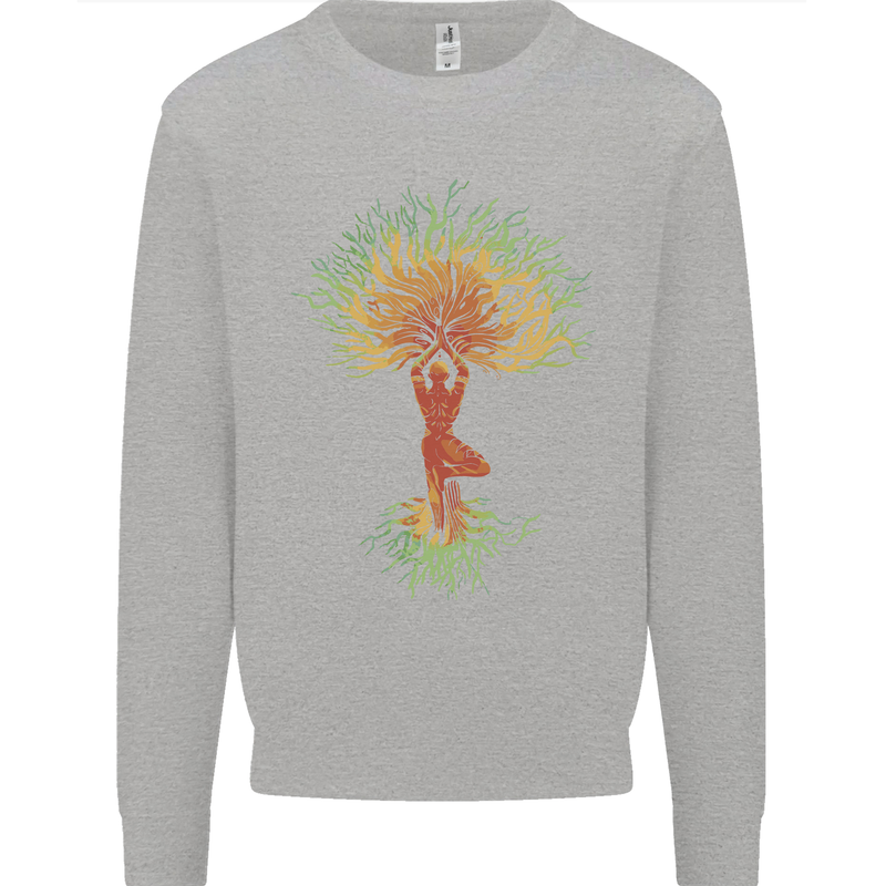 Yoga Tree Man Meditation Kids Sweatshirt Jumper Sports Grey