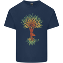 Yoga Tree Man Meditation Kids T-Shirt Childrens Navy Blue