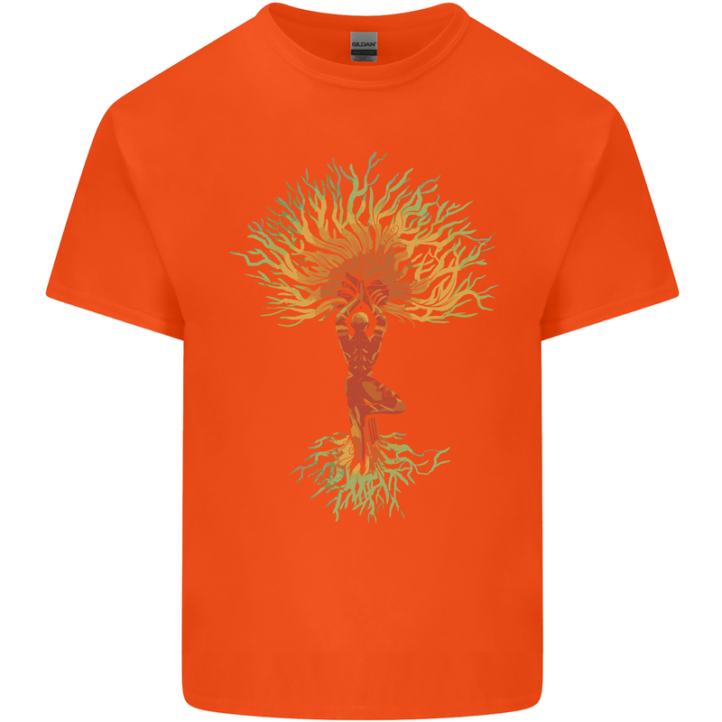 Yoga Tree Man Meditation Kids T-Shirt Childrens Orange