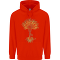 Yoga Tree Man Meditation Mens 80% Cotton Hoodie Bright Red