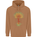 Yoga Tree Man Meditation Mens 80% Cotton Hoodie Caramel Latte