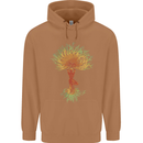 Yoga Tree Man Meditation Mens 80% Cotton Hoodie Caramel Latte