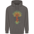 Yoga Tree Man Meditation Mens 80% Cotton Hoodie Charcoal