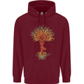 Yoga Tree Man Meditation Mens 80% Cotton Hoodie Maroon