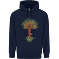 Yoga Tree Man Meditation Mens 80% Cotton Hoodie Navy Blue