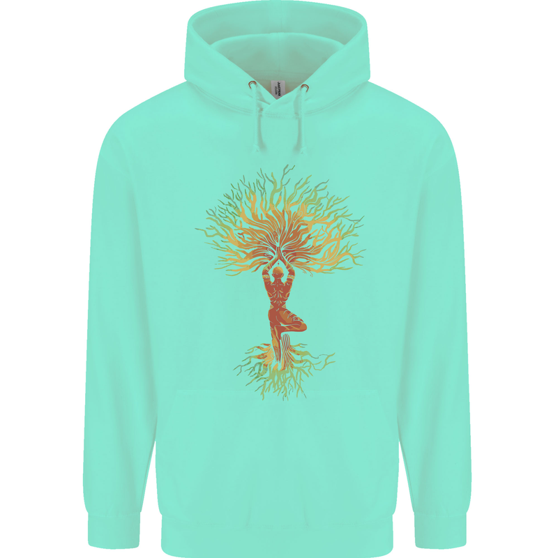 Yoga Tree Man Meditation Mens 80% Cotton Hoodie Peppermint