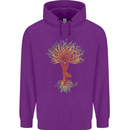 Yoga Tree Man Meditation Mens 80% Cotton Hoodie Purple
