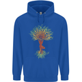 Yoga Tree Man Meditation Mens 80% Cotton Hoodie Royal Blue