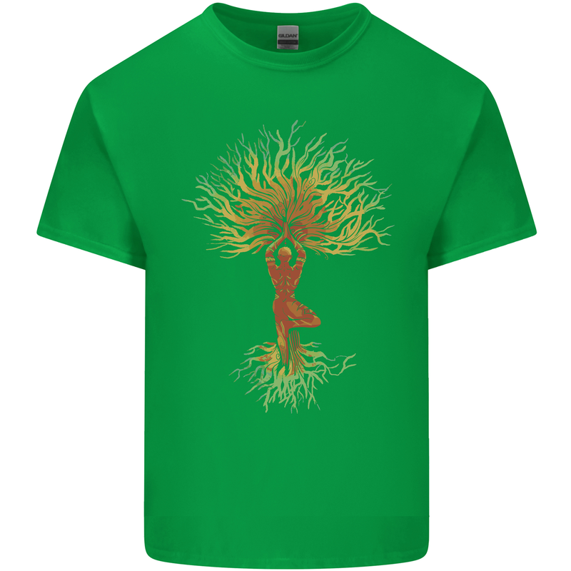 Yoga Tree Man Meditation Mens Cotton T-Shirt Tee Top Irish Green