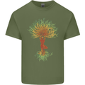 Yoga Tree Man Meditation Mens Cotton T-Shirt Tee Top Military Green