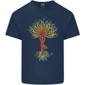 Yoga Tree Man Meditation Mens Cotton T-Shirt Tee Top Navy Blue