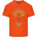 Yoga Tree Man Meditation Mens Cotton T-Shirt Tee Top Orange