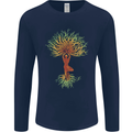 Yoga Tree Man Meditation Mens Long Sleeve T-Shirt Navy Blue