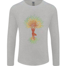 Yoga Tree Man Meditation Mens Long Sleeve T-Shirt Sports Grey